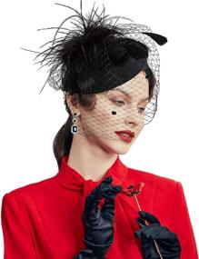 img 3 attached to Ultimate Special Occasion Accessories Set: BABEYOND Pillbox Fascinator Gloves Necklace for Women