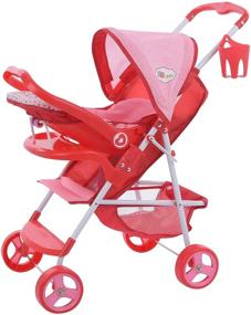img 4 attached to 👶 Little Mommy Doll Ultimate Travel System Stroller (D83589) - Retractable Canopy, Shopping Basket, Feeding Tray & Removable Car Seat - Fits 18-inch Dolls, Age 3+