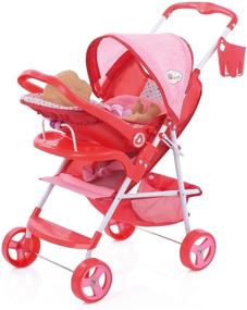 img 2 attached to 👶 Little Mommy Doll Ultimate Travel System Stroller (D83589) - Retractable Canopy, Shopping Basket, Feeding Tray & Removable Car Seat - Fits 18-inch Dolls, Age 3+