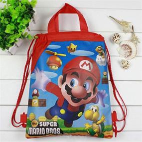 img 3 attached to 🎒 12-Pack Super Mario Non-Woven Drawstring Party Bags - Mario Goodie Bags and Backpack for Super Mario Party Supplies, Favors, and Birthday Decorations