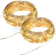 waterproof battery operated copper wire string lights with timer - starry fairy 6.6ft rope with 20 mini warm white leds for indoor outdoor use - ideal for patio, garden, wedding, party, christmas decoration - pack of 2 логотип