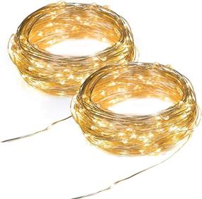 img 4 attached to Waterproof Battery Operated Copper Wire String Lights with Timer - Starry Fairy 6.6ft Rope with 20 Mini Warm White LEDs for Indoor Outdoor Use - Ideal for Patio, Garden, Wedding, Party, Christmas Decoration - Pack of 2