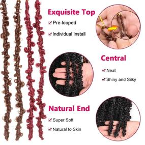 img 2 attached to 6 Packs of Short Butterfly Locs Crochet Hair in Black - 12 Inch Messy Distressed Faux Locs Crochet Braids Pre-twisted Soft Locs Hair for Women, #1B