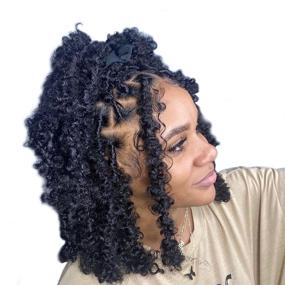 img 4 attached to 6 Packs of Short Butterfly Locs Crochet Hair in Black - 12 Inch Messy Distressed Faux Locs Crochet Braids Pre-twisted Soft Locs Hair for Women, #1B