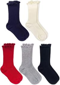 img 3 attached to 🧦 Jefferies Socks Girls 5 Pack Ripple Ruffle Trim Seamless Turn Cuff Crew Socks