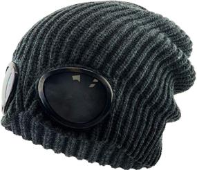 img 4 attached to 🧣 KBETHOS Ribbed Knit Cuffed Goggle Lens Beanie Hat - Winter Ski Skull Cap with Sunglass Integration