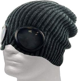 img 3 attached to 🧣 KBETHOS Ribbed Knit Cuffed Goggle Lens Beanie Hat - Winter Ski Skull Cap with Sunglass Integration