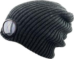 img 1 attached to 🧣 KBETHOS Ribbed Knit Cuffed Goggle Lens Beanie Hat - Winter Ski Skull Cap with Sunglass Integration