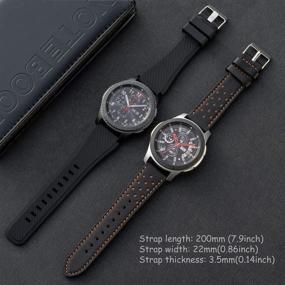 img 3 attached to 🌌 2 Пакета Ремешков для Galaxy Watch 46мм, Совместимых с Gear S3, Натуральная кожа (Черные) - Идеально подходят для Samsung Gear S3 Frontier & Classic, Ширина 22мм - Умный ремешок для мужчин и женщин