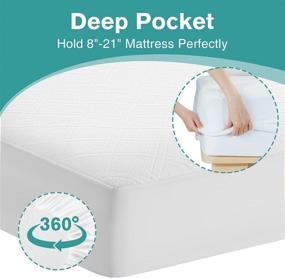 img 2 attached to 🛏️ Twin XL Waterproof Mattress Pad | Stretches up to 8-21" Deep Pocket | Breathable & Noiseless | Soft Cooling Kids Cover | Mattress Protector | White Twin XL Size