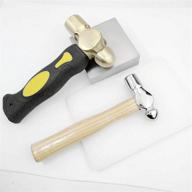 🔨 versatile 4-in-1 leather craft punching pad: rubber mute board + mini chasing hammer & one pound brass metal stamping hammer + flat anvil - jewelers tool metal bench block logo