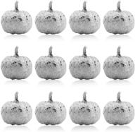 🎃 12 pieces mini artificial silver pumpkins for halloween, thanksgiving and autumn theme home decor - lifelike simulation fake fruit vegetables for party decorations logo