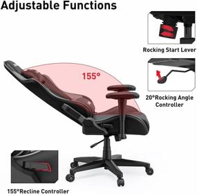 img 1 attached to 🎮 Hbada Grey Gaming Ergonomic Racing High-Back Computer Chair with Adjustable Height, Headrest, Lumbar Support for E-Sports Swivel