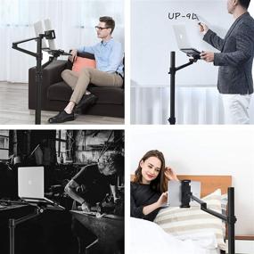 img 3 attached to 📱 Upergo Portable Rolling Floor Stand with Wheels, Dual Rotatable Arms for iPad and Laptop, Height Adjustable Mobile Workstation for Tablets and Laptops (4-13" Tablets, 12-17" Laptops)
