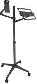 img 2 attached to 📱 Upergo Portable Rolling Floor Stand with Wheels, Dual Rotatable Arms for iPad and Laptop, Height Adjustable Mobile Workstation for Tablets and Laptops (4-13" Tablets, 12-17" Laptops)