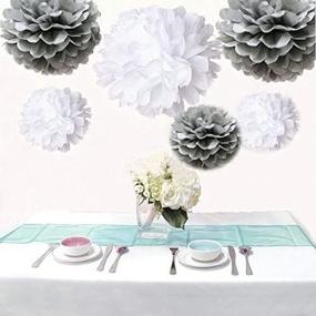 img 2 attached to 🎀 Saitec 12PCS White & Silver Tissue Paper Pom Poms - Elegant Wedding & Birthday Party Decorations