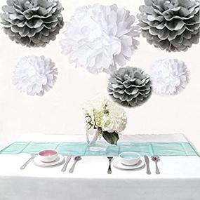 img 3 attached to 🎀 Saitec 12PCS White & Silver Tissue Paper Pom Poms - Elegant Wedding & Birthday Party Decorations