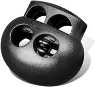 🔒 plastic cord lock end toggle: double hole spring stopper fastener slider toggles (black, 10 pcs) logo