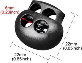img 3 attached to 🔒 Plastic Cord Lock End Toggle: Double Hole Spring Stopper Fastener Slider Toggles (Black, 10 PCS)