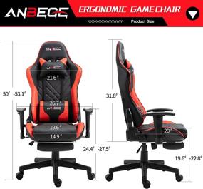 img 1 attached to ANBEGE Red Gaming Chair with Retractable Footrest, 2D Armrest, Height Adjustable, High Back, Ergonomic Headrest, Massage Lumbar Cushion - Swivel Rocker Recliner Computer Office Chair