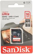 sandisk ultra 16gb sd sdhc карта памяти - uhs-i класс 10, скорость чтения 48 мб/с, оптовая партия логотип