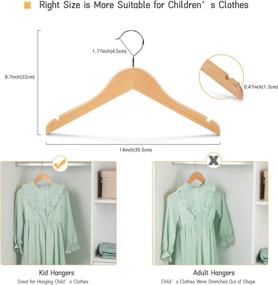 img 3 attached to 👕 20-Pack 14 Inch Wooden Clothes Hangers for Juniors, Preteens, and Older Children | Nature Smile Wood Dress Shirt Hangers for Coats and Jackets with Notches, 360° Swivel Chrome Hook | Anti-Rust Natural Finish