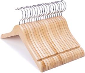 img 4 attached to 👕 20-Pack 14 Inch Wooden Clothes Hangers for Juniors, Preteens, and Older Children | Nature Smile Wood Dress Shirt Hangers for Coats and Jackets with Notches, 360° Swivel Chrome Hook | Anti-Rust Natural Finish