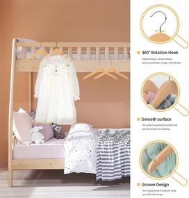 img 1 attached to 👕 20-Pack 14 Inch Wooden Clothes Hangers for Juniors, Preteens, and Older Children | Nature Smile Wood Dress Shirt Hangers for Coats and Jackets with Notches, 360° Swivel Chrome Hook | Anti-Rust Natural Finish