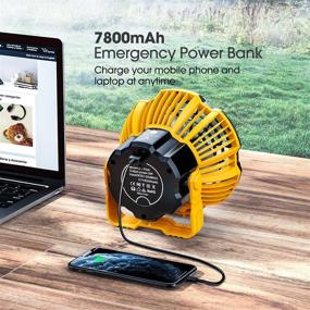 img 1 attached to 🏕️ Camping Fan with LED Lantern, 7800mAh Rechargeable Portable Tent Fan with Remote Control, Power Bank, 180°Head Rotation, Silent USB Fan for Camping, Picnic, Barbecue, Fishing