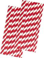 outside the box papers brand - festive stripe paper straws in red and white - ideal for 4th of july party supplies - 7.75 inches length - pack of 50 logo