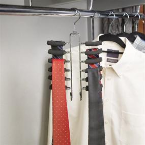 img 2 attached to 👔 Non-Slip Friction Tie Rack and Scarf Hanger - Set of 2 (Black/Chrome) - 11 1/2&#34; Height x 6 1/2&#34; Width