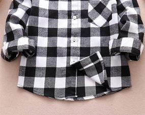 img 1 attached to 👕 Charming Button Down Plaid Flannel Shirts for Kids - Long Sleeve Tops for Boys and Girls