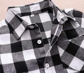 img 2 attached to 👕 Charming Button Down Plaid Flannel Shirts for Kids - Long Sleeve Tops for Boys and Girls