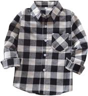 👕 charming button down plaid flannel shirts for kids - long sleeve tops for boys and girls logo