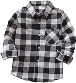 img 4 attached to 👕 Charming Button Down Plaid Flannel Shirts for Kids - Long Sleeve Tops for Boys and Girls