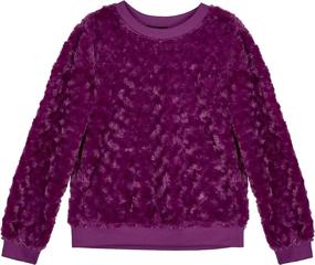 img 2 attached to 👚 Stay Cozy in Style with Amy Byer Girls' Long Sleeve Rib Cuff Fleece Sweatshirt