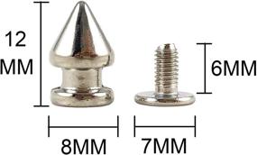 img 3 attached to 🌲 100 Pieces of 12MM Silver Metal Tree Spikes Screw Back Leathercraft Rivets Cone Studs for DIY Punk Bags, Belts, Shoes, Garments, and Accessories