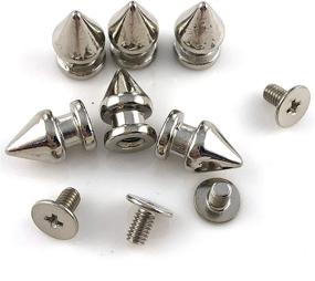 img 1 attached to 🌲 100 Pieces of 12MM Silver Metal Tree Spikes Screw Back Leathercraft Rivets Cone Studs for DIY Punk Bags, Belts, Shoes, Garments, and Accessories