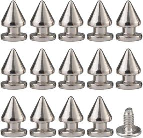 img 4 attached to 🌲 100 Pieces of 12MM Silver Metal Tree Spikes Screw Back Leathercraft Rivets Cone Studs for DIY Punk Bags, Belts, Shoes, Garments, and Accessories