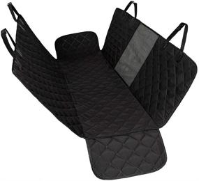 img 1 attached to 🐾 Black Waterproof Pet Back Seat Car Cover with Nonslip Backing - Heavy Duty Hammock Convertible 600D Scratch Proof Mat for Cars, Trucks, and SUVs