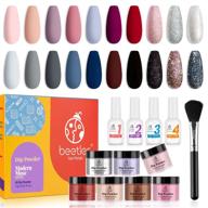 💅 dazzle your nails with beetles 20pcs dip powder nail kit starter from modern muse collection – create mesmerizing nail art with nude, gray, pink, blue glitter shades! perfect diy salon manicure set with base top coat activator brush saver – ideal christmas gift! logo