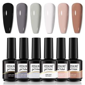 img 4 attached to 💅 ROSALIND Morandi Color Nude Gel Nail Polish Set - Non-Toxic, Long Lasting 15ml Gel Nail Polish Kit: Perfect for DIY Nail Art at Home, 6 Colors