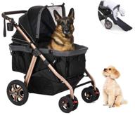 🐾 hpz pet rover titan-hd premium super-sized dog/cat/pet stroller suv - ultimate travel carriage with access ramp, 100lbs capacity, pumpless rubber wheels & aluminum frame - ideal for small, medium, large, xl pets (black) logo