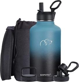 img 4 attached to Ultimate Insulated Stainless Steel Water Bottle with Straw Lid - 64 oz - BPA Free, Leakproof, Anti-Slip Design - Great for Fitness, Gym, and Outdoor Sports - Complete with Carry Pouch