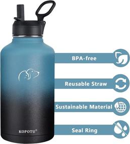 img 1 attached to Ultimate Insulated Stainless Steel Water Bottle with Straw Lid - 64 oz - BPA Free, Leakproof, Anti-Slip Design - Great for Fitness, Gym, and Outdoor Sports - Complete with Carry Pouch