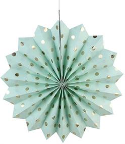 img 1 attached to 🎀 Teal Gold Polka Dot Paper Fans - Ideal for Women's Birthday, Bridal Shower, Wedding & First Birthday Decorations in Teal, Cream, and Mint Gold