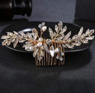 💍 glamorous denifery wedding gold rhinestone pearls flower and leaf hair comb: a stunning bridal vintage headpiece with crystal accents logo