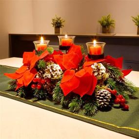 img 4 attached to Juegoal Poinsettia Centerpiece Decorations Candleabrum