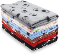 eagmak cute dog cat fleece blankets with paw prints for kitten puppy 🐾 and small animals - pack of 6 (black, brown, blue, grey, red, and white) logo