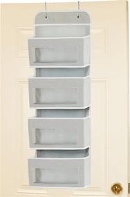 img 1 attached to 📦 Space-saving Gray Over Door/Wall Mount 4 Clear Window Pocket Organizer by Simplehouseware